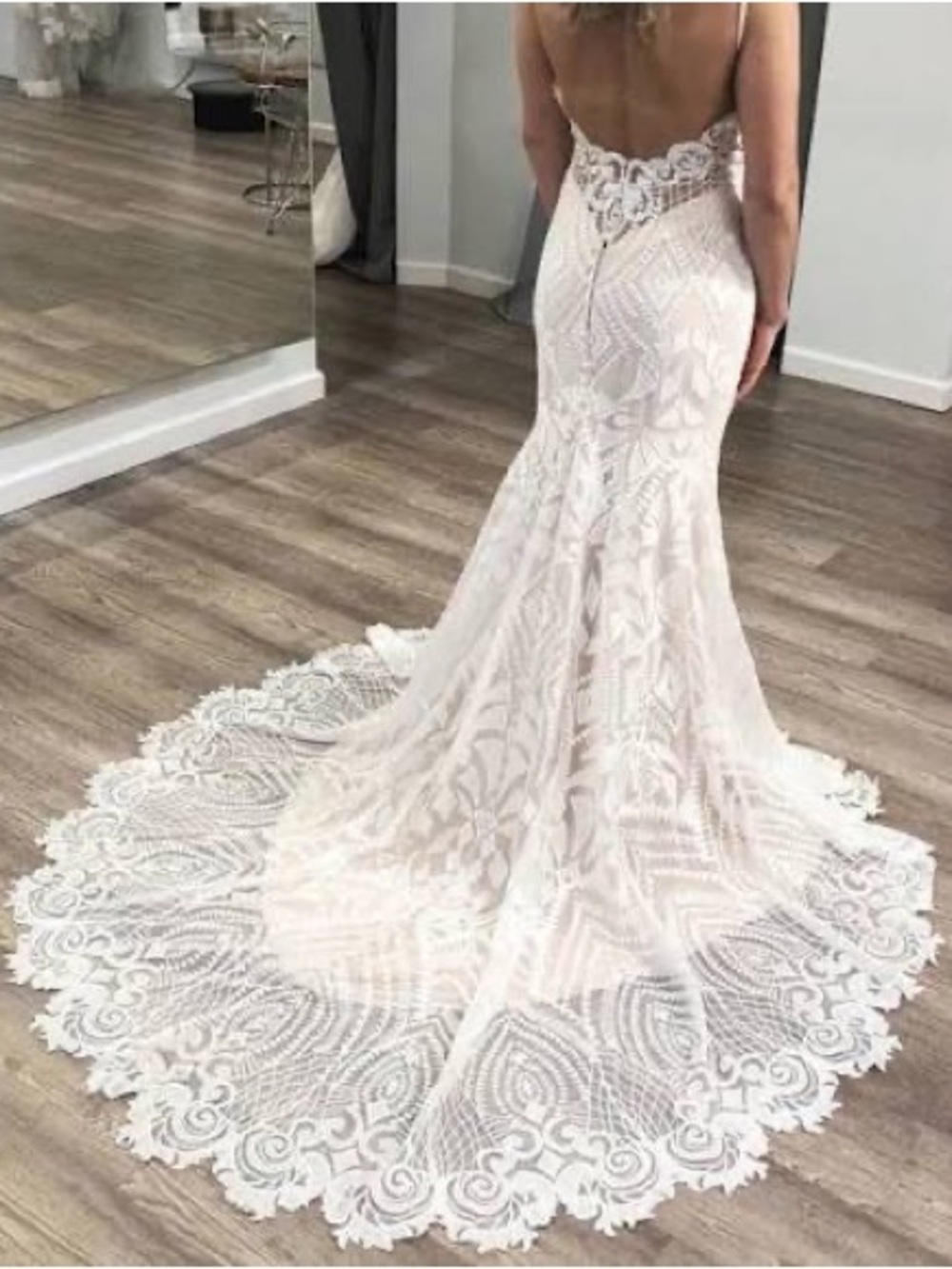 Allure Bridals Ivory Embroidered Sheer Bodice Wedding Dress